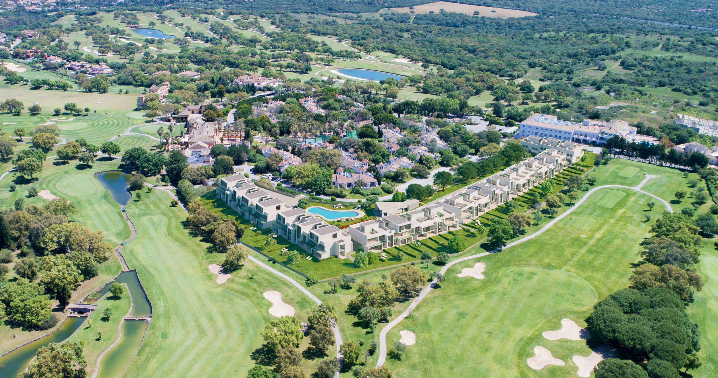 Exclusive terraced houses surrounded by a golf course