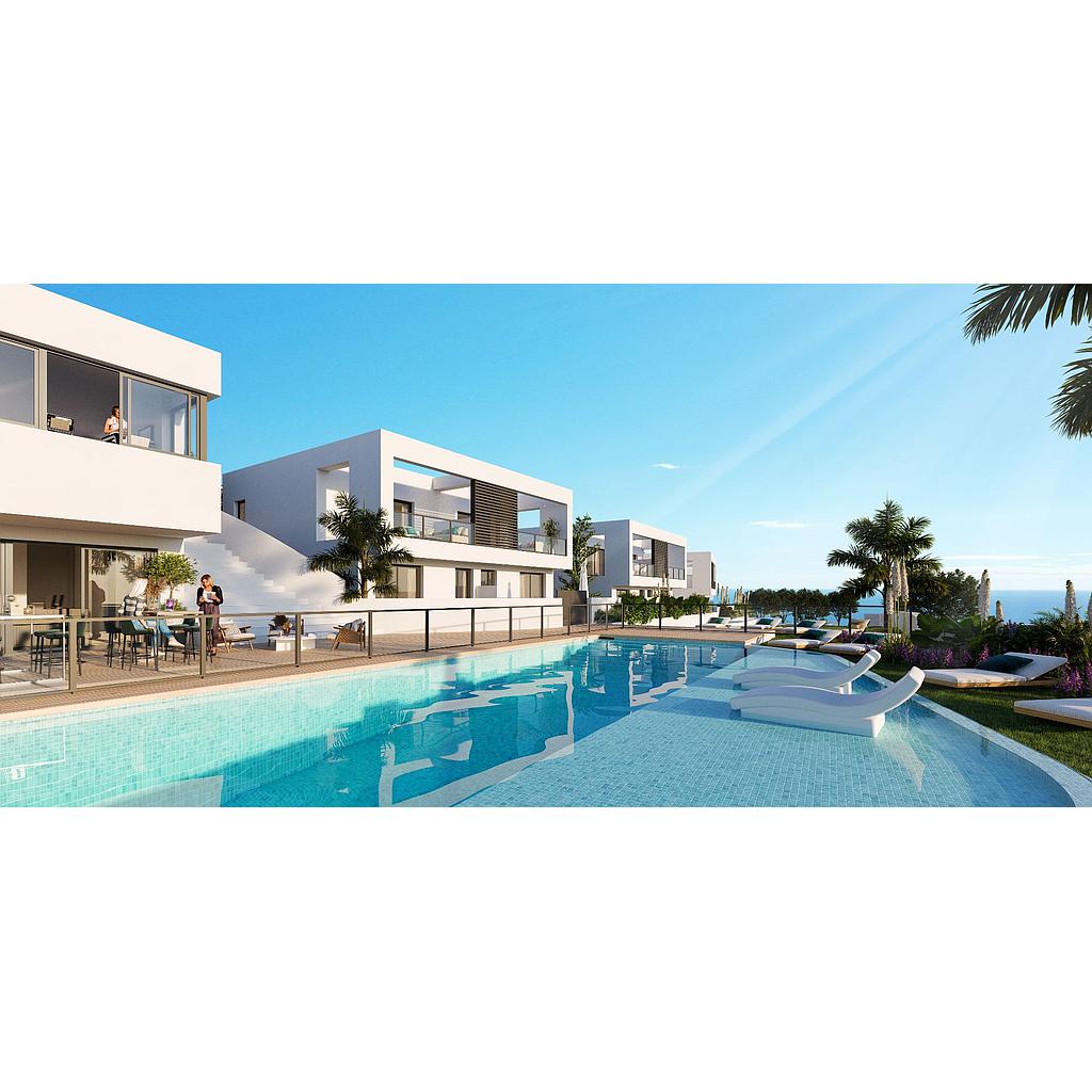 Casas adosadas en Riviera del Sol, Mijas, con vistas al Mediterráneo.